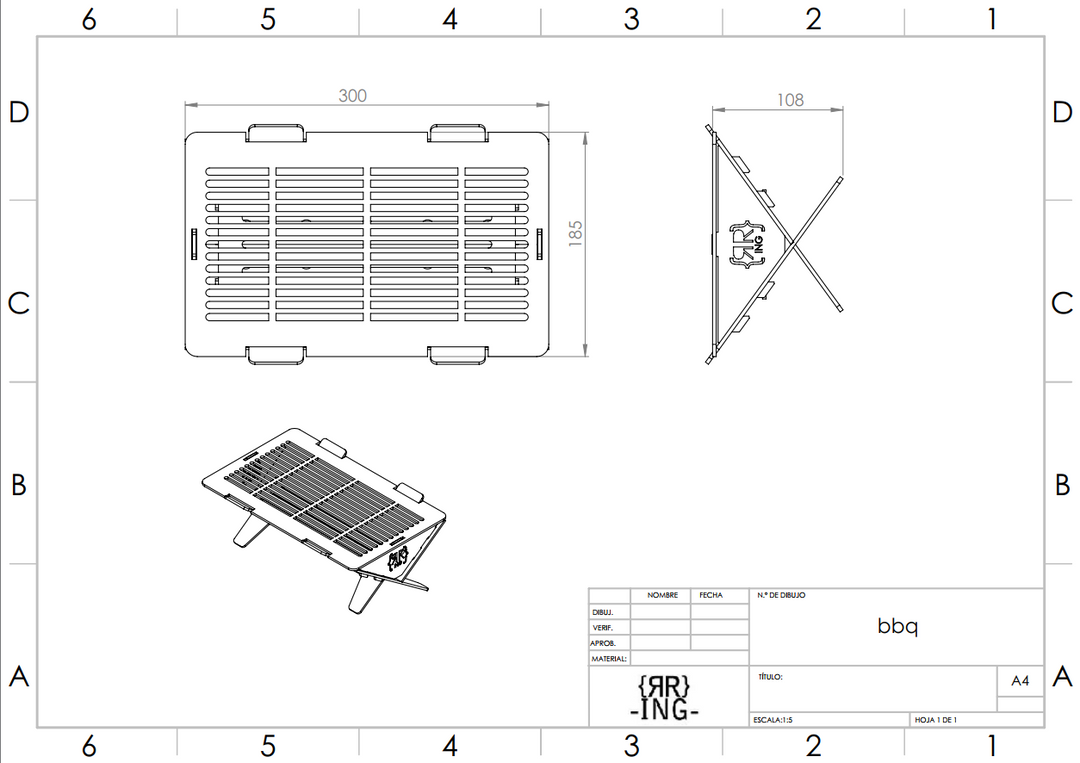 Barbacoa Portátil Inox Ultra-Compacta – Formato A4